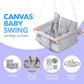 Canvas Baby Swing By Cateam - Gray - Wooden Hanging Swing Seat Chair For Baby With 5-Point Safety Belt And Mounting Hardware. Ba