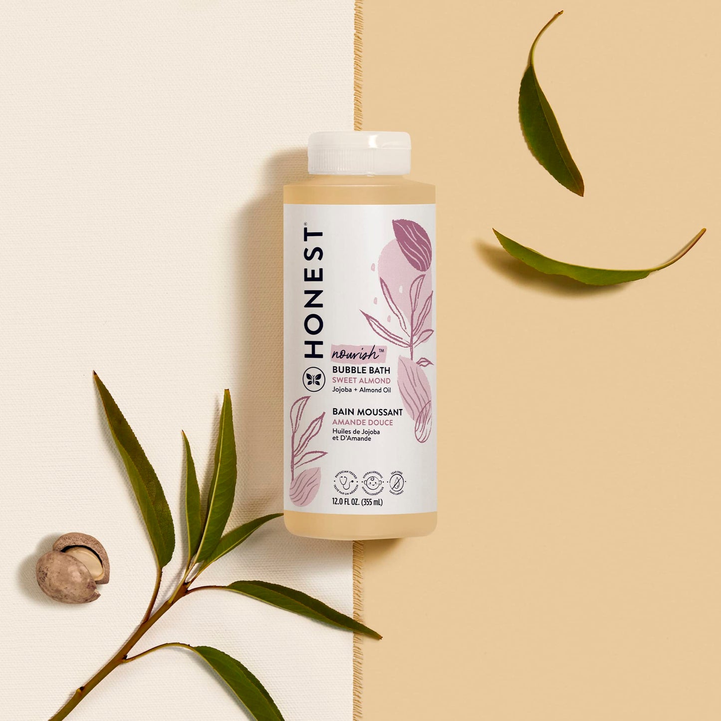 The Honest Company Foaming Bubble Bath | Gentle For Baby | Naturally Derived, Tear-Free, Hypoallergenic | Sweet Almond Nourish,