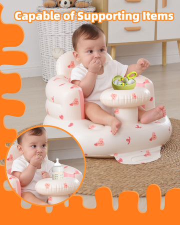 Agitvps Upgrade Inflatable Baby Seat With Tray For Babies 3-36 Months, Built In Air Pump Bumbo Seat With Tray, Load-Capable Baby
