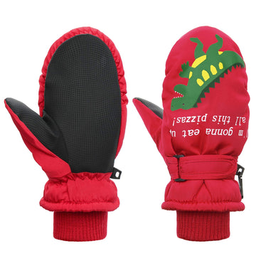 Toddler Mittens Winter Snow Glove Waterproof Mitten Warm Fleece Kid Ski Gloves For Boys Girls Red Dinosaur S