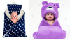CTMKIDS Baby Wrap with Cushion Cap for Kids 74x84 cm  Navy Blue & Baby Hooded Cum Wrap Blanket for Kids 92x66 cm  Purple