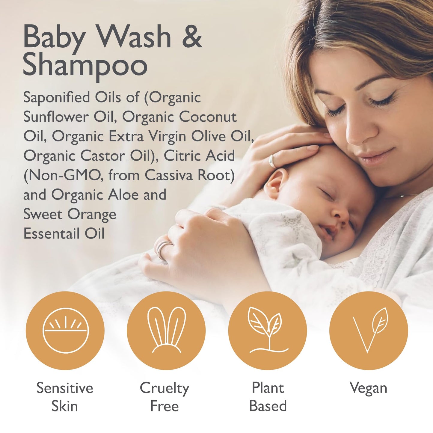 Socal Suds & Company Baby Shampoo & Body Wash, 2-In-1 Organic Gel-Gentle Castile Soap With Vitamin-Infused Oils & Botanicals - N