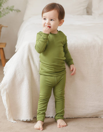 Vaenait Baby Kids Long Sleeve Sleepwear Pajamas 2Pcs Set Modal Olive L