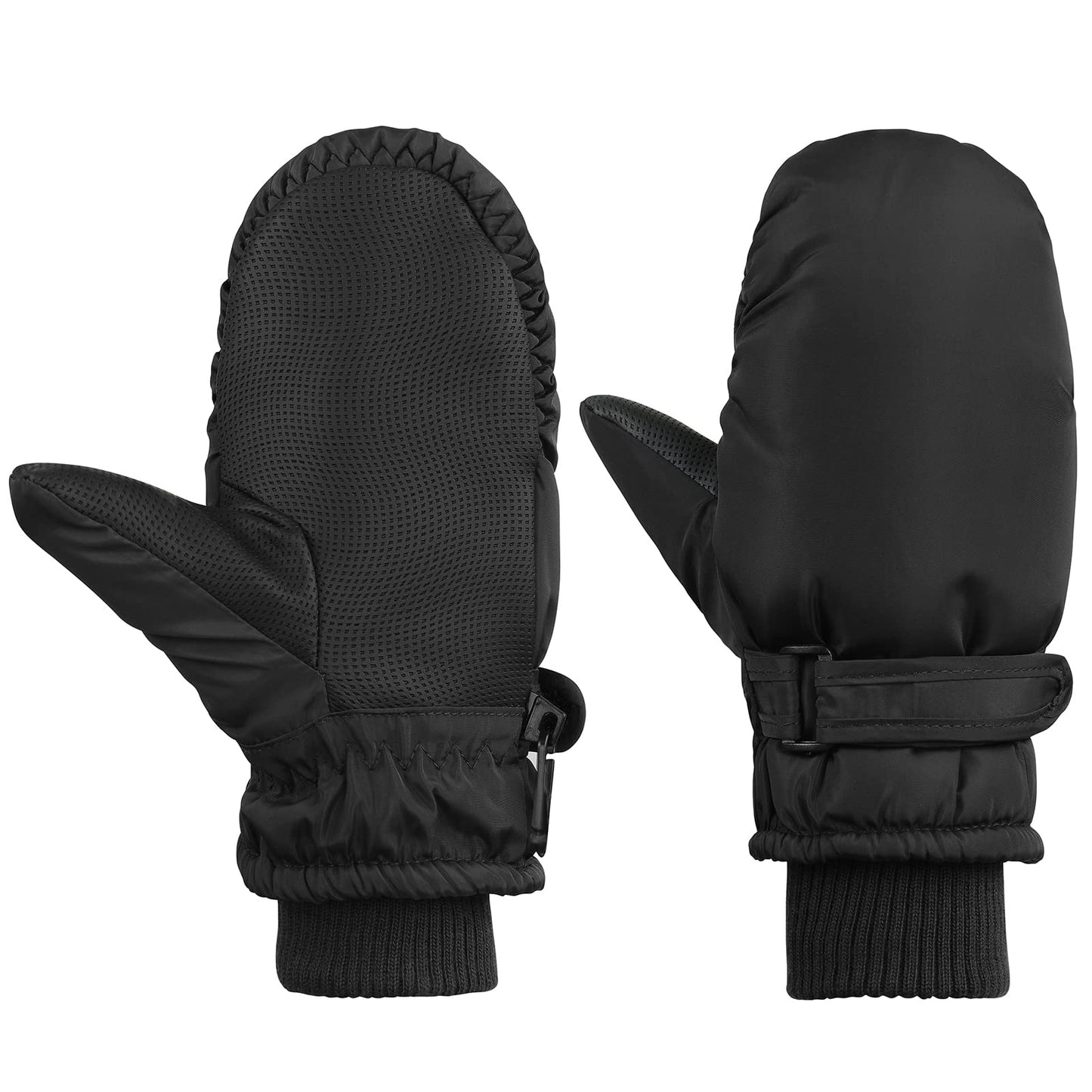 American Trends Toddler Winter Gloves Snow Mittens For Kids Girls Boys Waterproof Ski Mitten Warm Fleece Glove Pure Black S