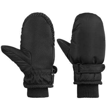 American Trends Toddler Winter Gloves Snow Mittens For Kids Girls Boys Waterproof Ski Mitten Warm Fleece Glove Pure Black M