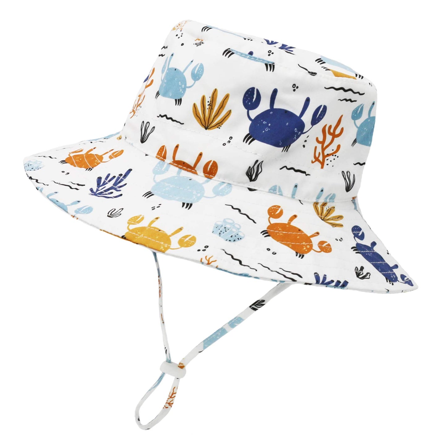 Kids Sun Hat Toddler Boy Hats Upf 50+ Toddler Beach Hat With Wide Brim Kids Summer Caps Bucket Hat For Girls Crab 4-8 Years