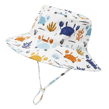Kids Sun Hat Toddler Boy Hats Upf 50+ Toddler Beach Hat With Wide Brim Kids Summer Caps Bucket Hat For Girls Crab 4-8 Years
