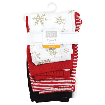 Hudson Baby Unisex Baby Cotton Pants And Leggings, Gold Snowflake, 6-9 Months