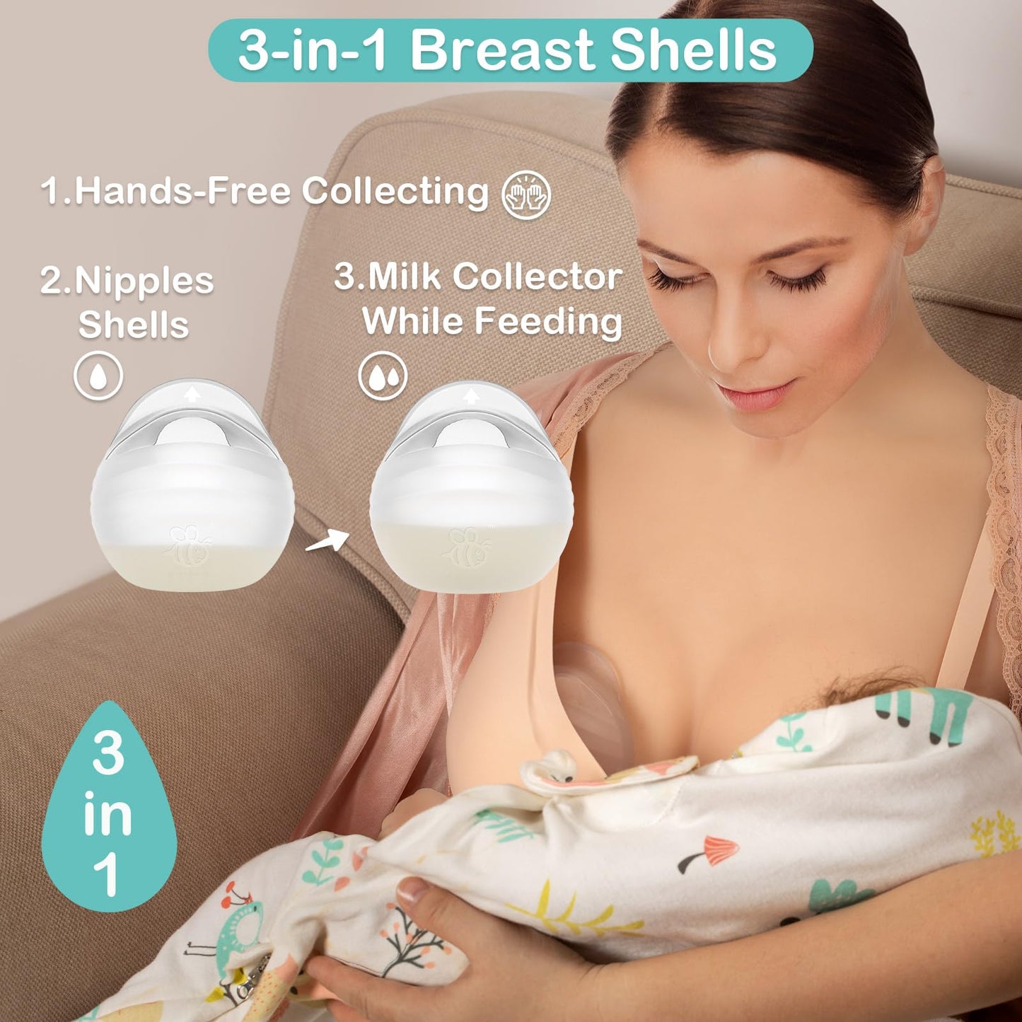 Bumblebee Wearable Milk Collector | Hands-Free, Kick-Proof, Portable Silicone Milk Saver For Breastfeeding Moms | Discreet, Comf