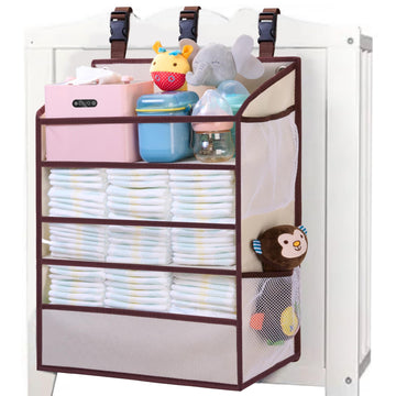 Wishjazz Xl Hanging Diaper Caddy Organizer For Changing Table, Crib, Playard, Wall, Reinforced 3-Tier Diaper Caddy With Mesh Poc