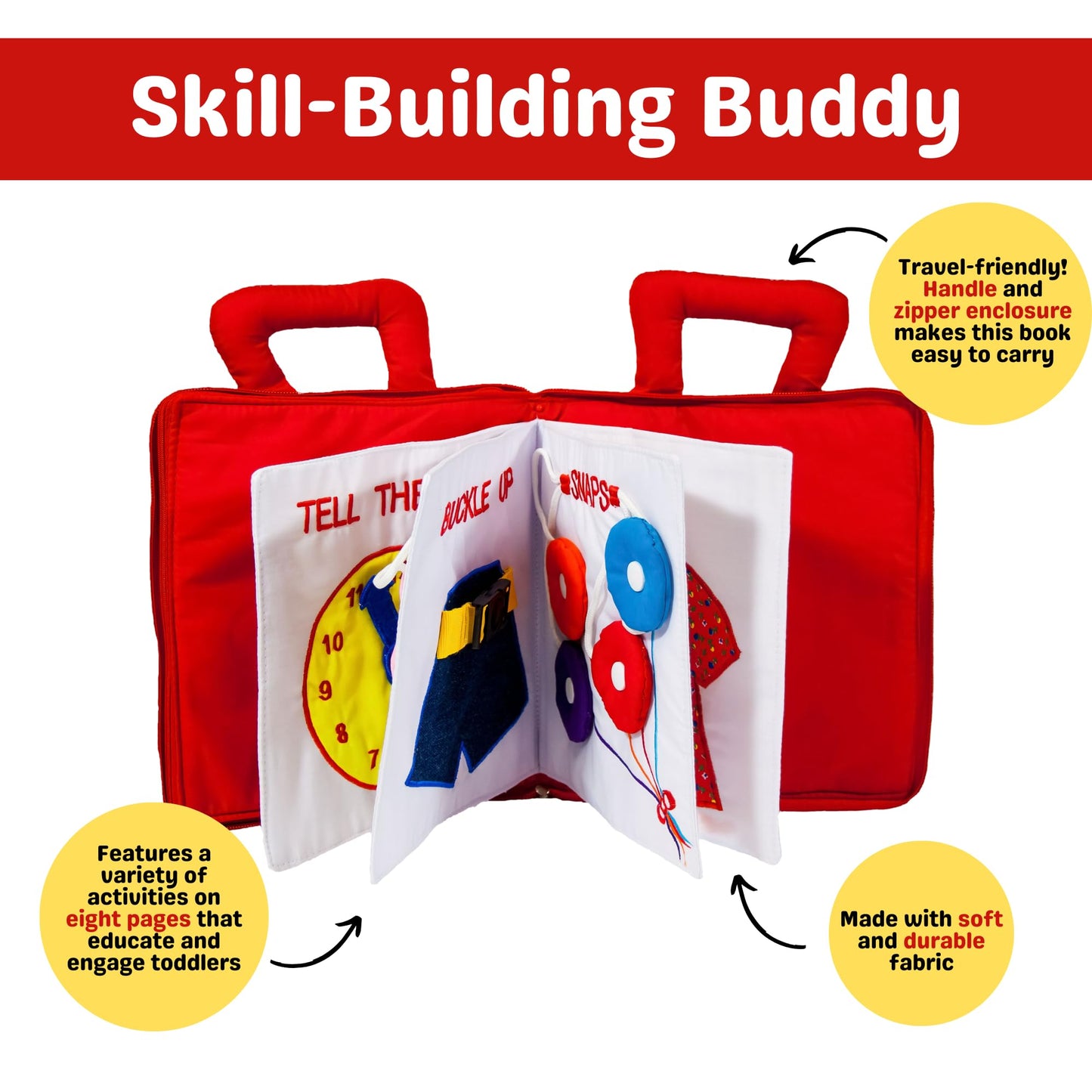 My Quiet Book by Pockets of Learning Montessori Basic Life Skills Activity Toy | Interactive Early Education Preschool Activity