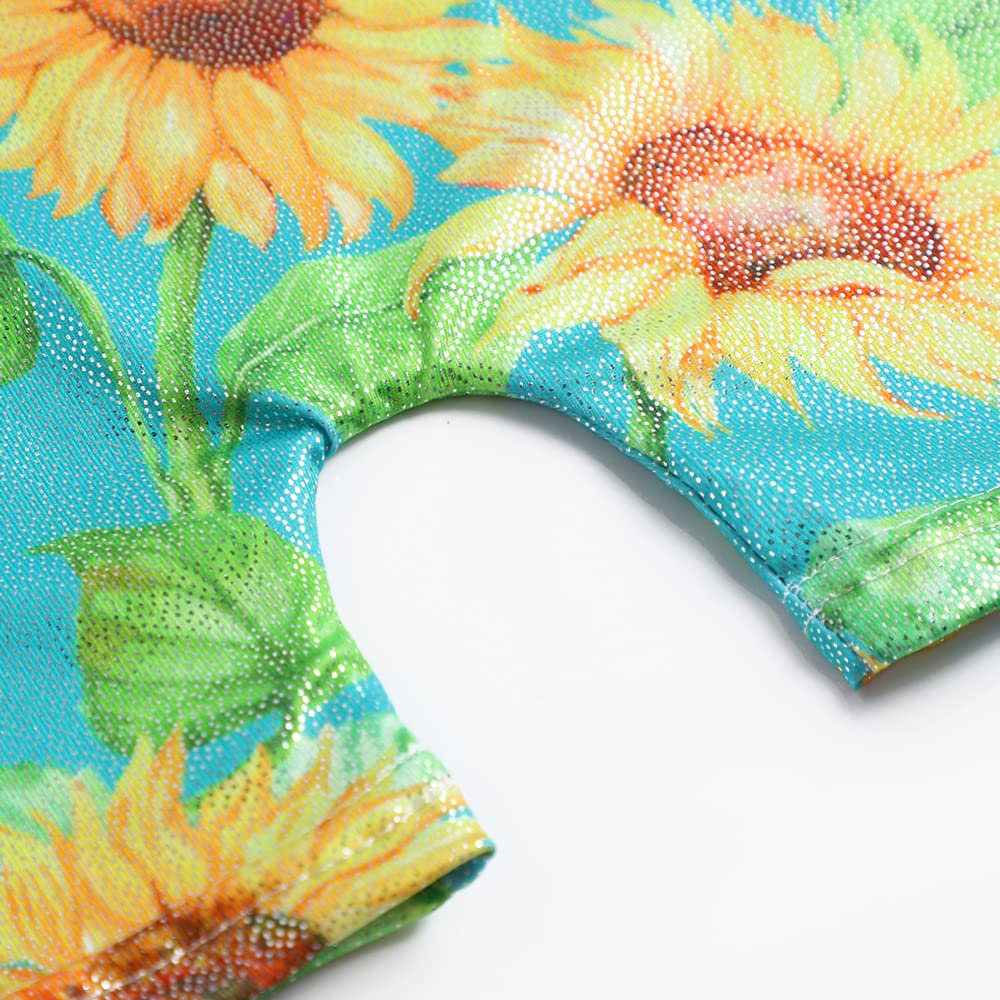 Hoziy Baby Leotards 12-18 Months For Gymnastics 18-24 18 Months 24 Month 1T 2T 1-2T Toddlers Bodysuits Dance Teal Blue Sunflower