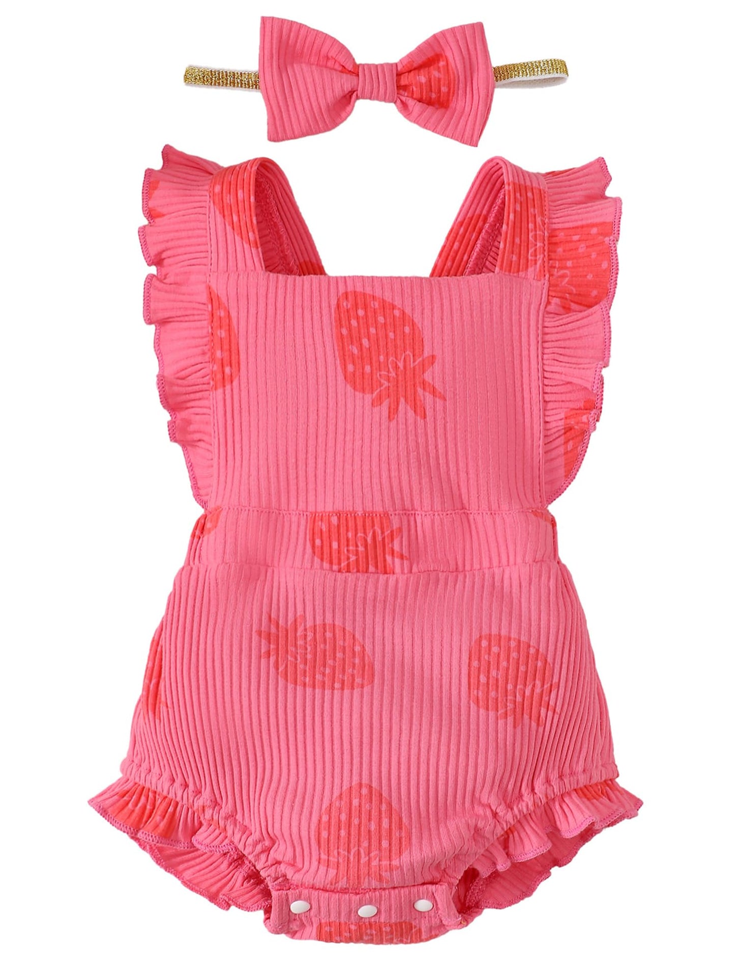 Fullfamous Newborn Baby Girl Clothes Outfits Romper Spring Summer Clothing Onesie Bodysuit Jumpsuit Ropa De Bebe Nia Pink Strawb