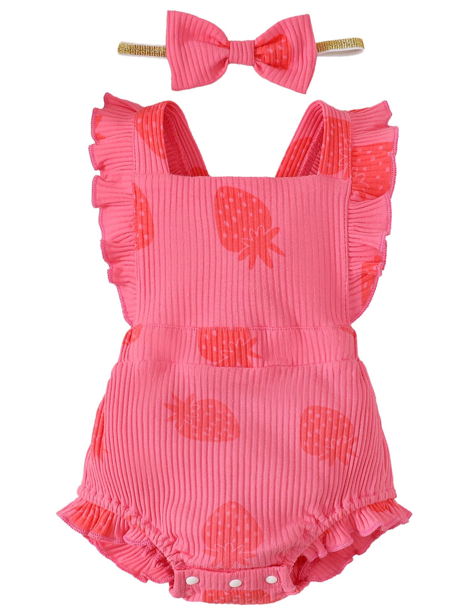Fullfamous Newborn Baby Girl Clothes Outfits Romper Spring Summer Clothing Onesie Bodysuit Jumpsuit Ropa De Bebe Nia Pink Strawb