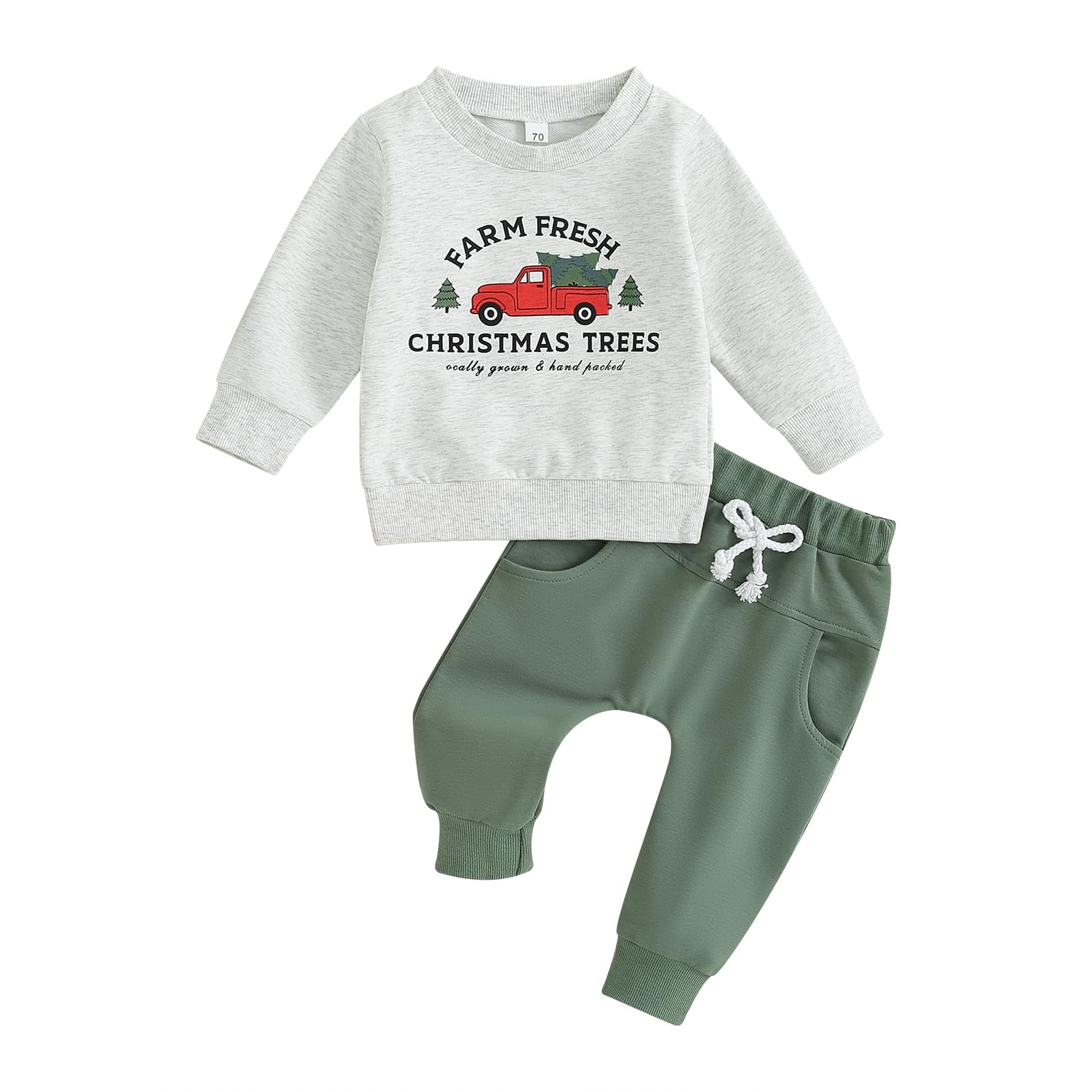 YINGISFITM Toddler Baby Boy Christmas Outfit Long Sleeve Crewneck Sweatshirt Shirt Top and Pants Fall Winter Clothes Set (Christ