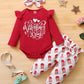 Baby Girl Valentines Day Outfit Infant Valentines Clothes Love Heart Romper Pants Set Newborn Valentines Day Gifts 0-3 Months Ba