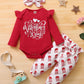 Baby Girl Valentines Day Outfit Infant Valentines Romper Shirt Love Heart Pants With Headband Cute Valentine Baby Outfit 3-6 Mon