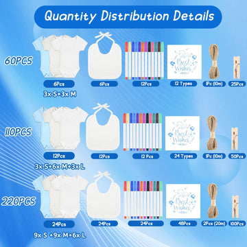 Bouboni 60 Pcs Diy Baby Bibs Bodysuit Set Baby Shower Game 6 White Baby Bibs 6 Multicolor Newborn Bodysuit 12 Fabric Markers 12