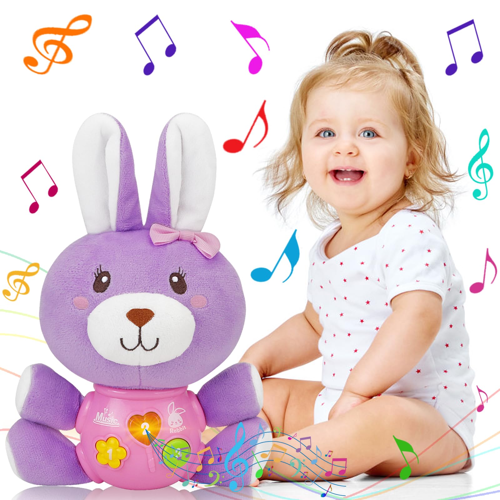 Baby Easter Gifts for Girls Boys: Easter Bunny Stuffed Animal Plush Baby Musical Toys Baby Easter Toys 6 to 12 Months Baby Toys 