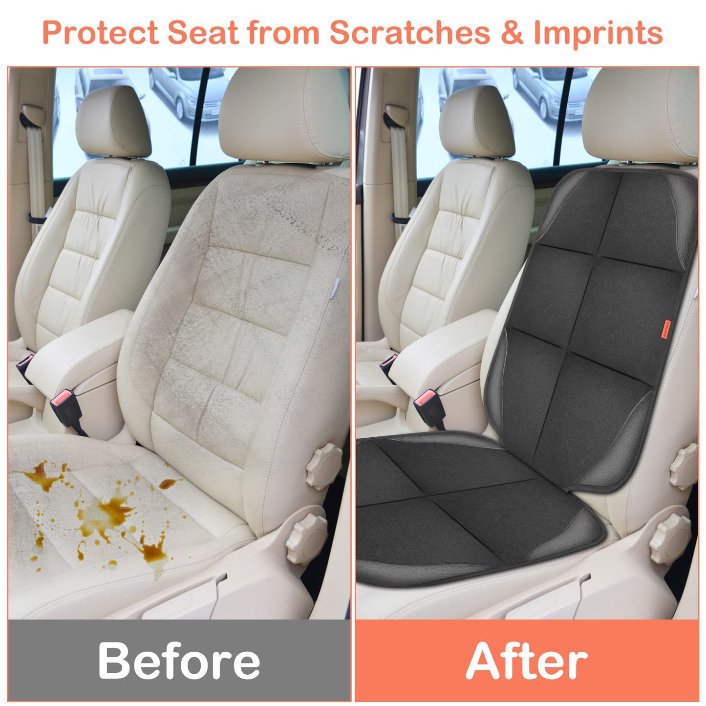 Vanlontd Car Seat Protector, 2 Pack With Non-Slip Bottom And 2 Large Mesh Pockets For Suv, Sedan, Trunk, Leather And Fabric Car