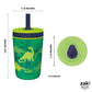 Zak Designs Kelso 15 Oz Tumbler Set, (Dino Camo) Non-Bpa Leak-Proof Screw-On Lid With Straw Made Of Durable Plastic And Silicone