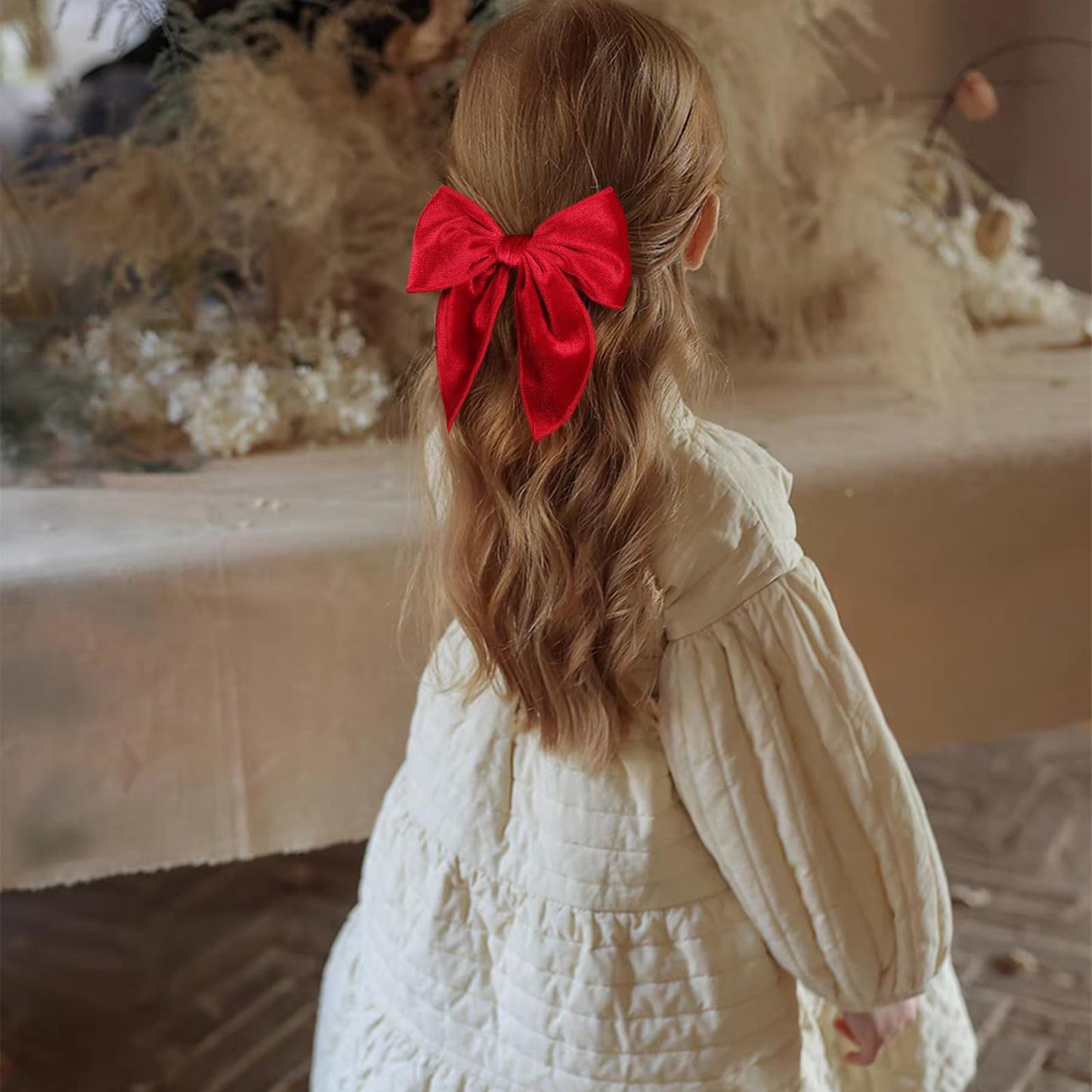 5' Red Christmas Velvet Fable Hair Bows Kids Big Velvet Ribbon Sailor Bow Alligator Clip Cheer Barrettes Hairpins Valentines Ne
