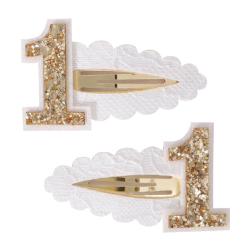 Baby Girls' 1St Birthday Hair Clips - Glitter Number 1 Hair Accessories For Party Decorations And Photo Props