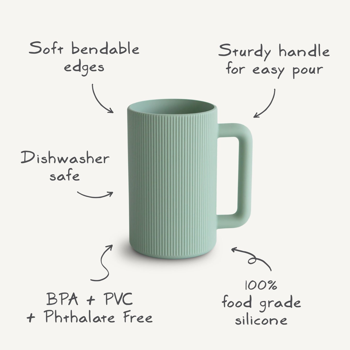 Mushie Baby Bath Rinse Cup | 100% Food Grade Silicone | Wash Rinser Cup For Kids (Dried Thyme)