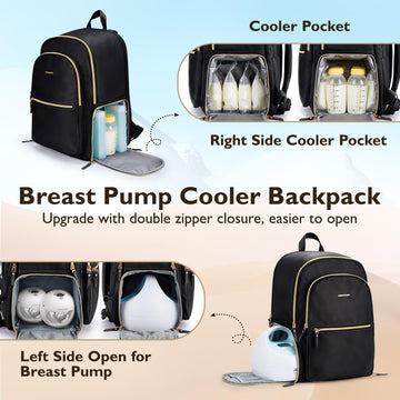 Mommore Breast Pump Bag With Cooler Pocket For Milk Storage, Fits Spectra S1, S2 / Medela, Stylish Diaper Bag Backpack With Padd