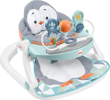 Fisher-Price Portable Baby Chair Sit-Me-Up Floor Seat With Snack Tray And Removable Bar, Penguin Island