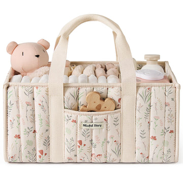 Blissful Diary Leaf Diaper Caddy Organizer, Stylish Nursery Storage Basket, Gift for Baby Shower, Newborn Essentials, Sage Leaf