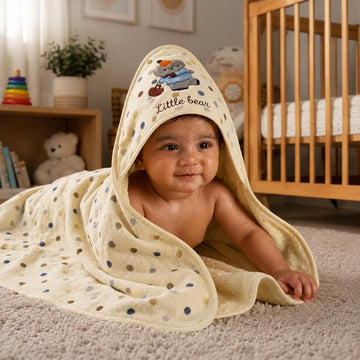 TINYTYKE CuddleWrap Hooded Baby Blanket for Newborn Baby | Cream