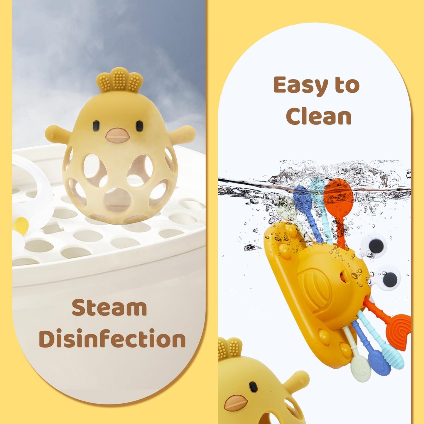 Baby Suction Toys High Chair Teething Toys - Baby Teething Chew Toys Silicone Teethers, Food Grade Silicon for 6 12 18 Months (Y