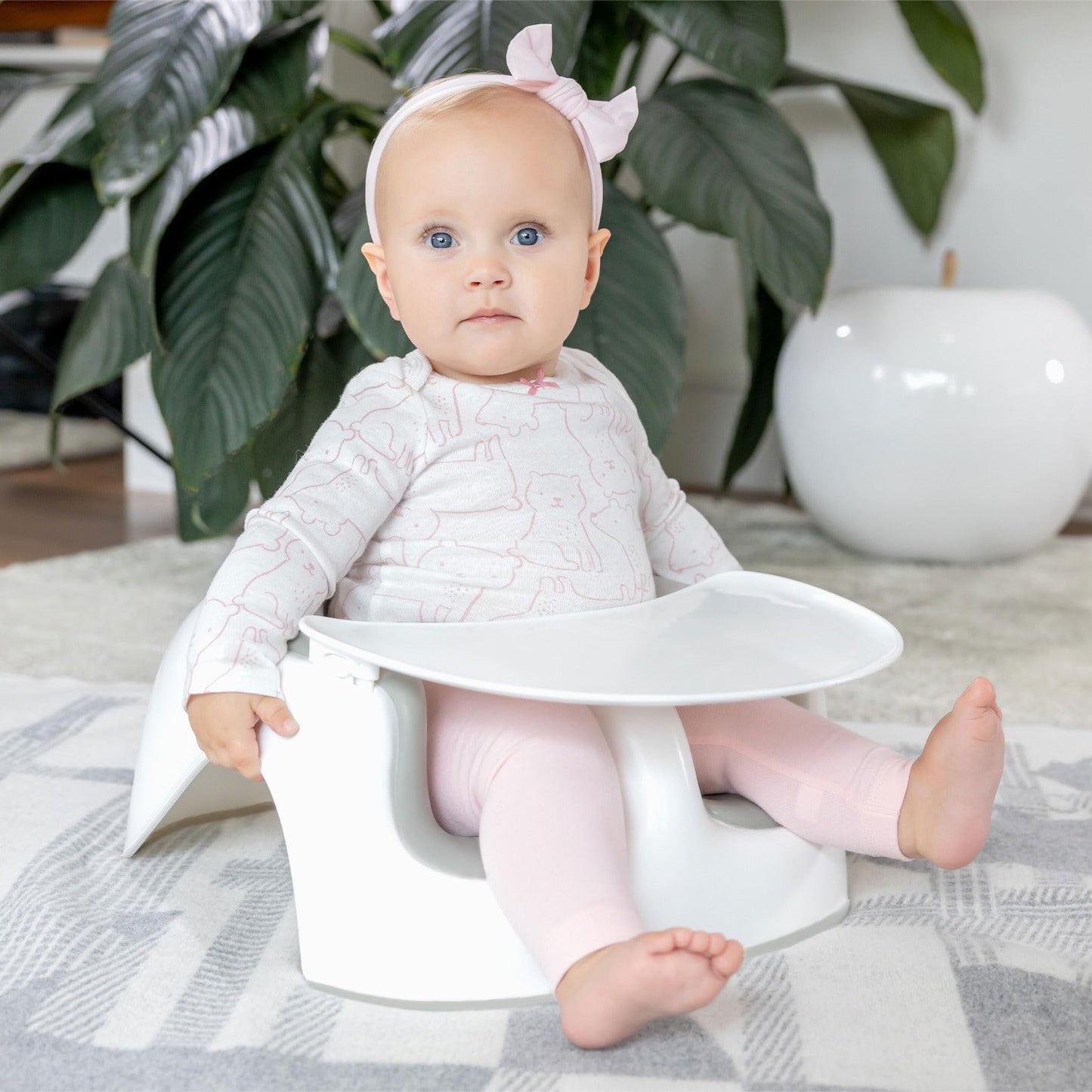 Bumbo Floor Seat Lite Combo - Portable Baby Booster Chair With Tray, Floor Seat For Feeding And Playtime, Extra Legroom For Bigg