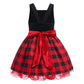 Ibtom Castle Kids Toddler Girls, Sleeveless Plaid Christmas Dresses With Velvet Cape Santa Claus Role Play Child Xmas Robe Red D