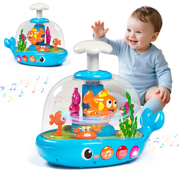 Baby Toys 6-12 Months, Press & Glow & Spin Infant Toys, Cause and Effect Baby Musical Toys Educational Toy for 1 Year Old, 1st B