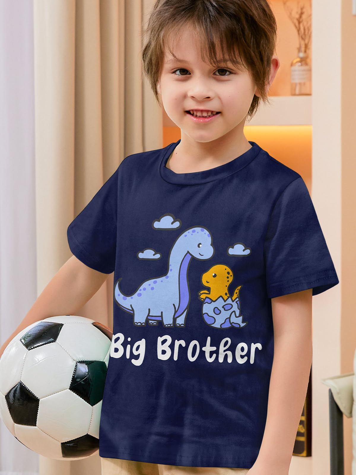 Funnycokid Big Brother Shirt 5T 4T Dinosaur Little Boys Promoted To Big Brother Blue Size 5 Pregnancy Announcement Gifts For Boy