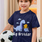 Funnycokid Big Brother Shirt 4T 3T Dinosaur Boys Promoted To Big Brother T-Shirt Blue Size 4 Pregnancy Announcement Gifts For Bo