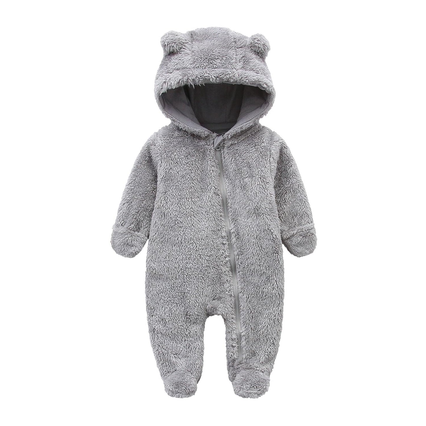 Baby Boy'S Polar Fleece Clothing Set Adorable Romper Jumpsuits For 6-9 Months Kids Gray Fluffy Jumpsuit