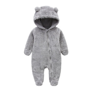 Baby Boy'S Polar Fleece Clothing Set Adorable Romper Jumpsuits For 6-9 Months Kids Gray Fluffy Jumpsuit