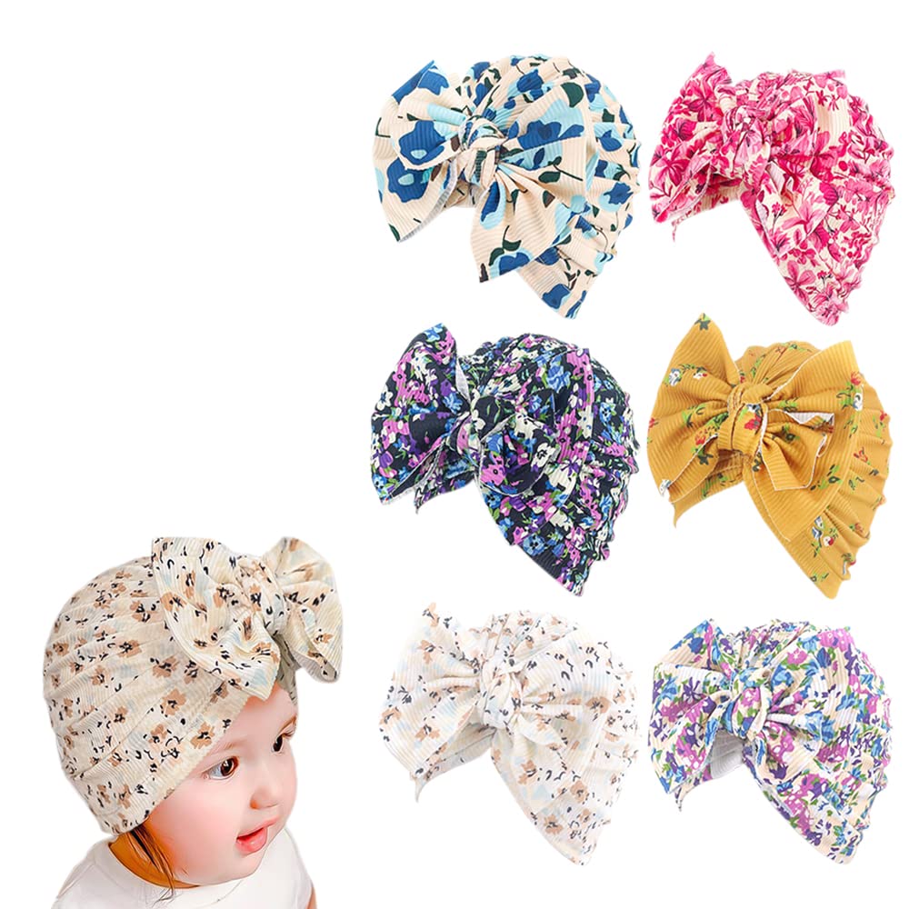 Xyx Baby Girl Toddlers Breathable Cotton Hat Newborn Knotted Hat Cute Donut Soft Turban Bow Knot Cap (Multicolored6)