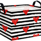 BOOHIT Valentines Day Basket for Kids Heart Shaped Empty Storage Bins for Gifts with Handles Room Decor (Black Dash Red Love)