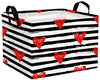 BOOHIT Valentines Day Basket for Kids Heart Shaped Empty Storage Bins for Gifts with Handles Room Decor (Black Dash Red Love)