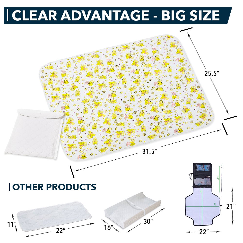 Changing Mat - Biggest Waterproof & Reusable Portable Changing Pad 25.5'X31.5' For Change Diaper In Any Places On The Go - Wip
