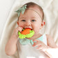 Infantino Lil Nibbles Textured Silicone Baby Teether - Sensory Exploration and Teething Relief with Easy to Hold Handles, Orang