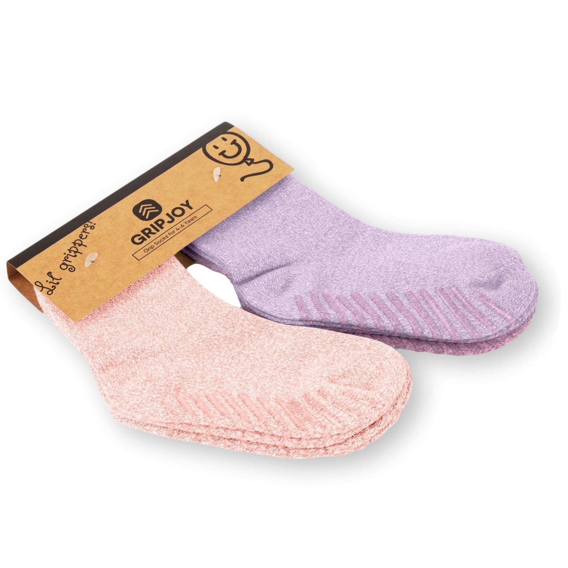 Gripjoy Toddler Socks With Grippers - Non Slip Socks For Kids - Toddler Grip Socks - 12-24 Months - Pink Mix - 4 Pairs