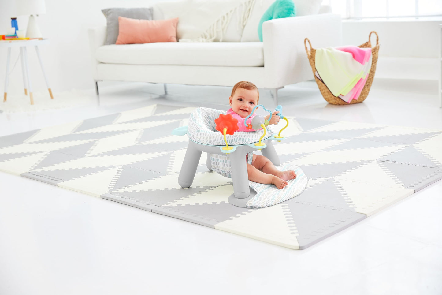 Skip Hop 2-In-1 Sit-Up Activity Baby Chair, Silver Lining Cloud