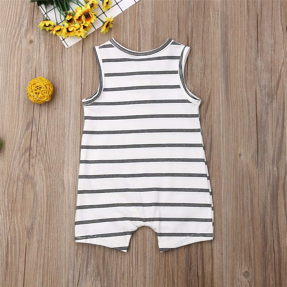Iddolaka Newborn Summer Baby Boy Girl Romper Bodysuit Jumpsuit Playsuit One Piece Outfit Clothes (A-White Stripes, 18-24 Months)
