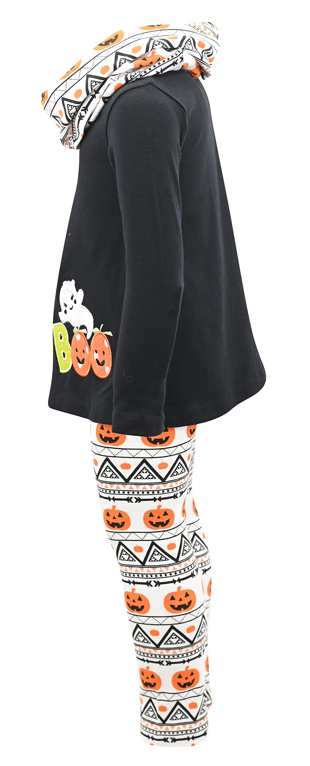 Unique Baby Girls Toddler 3 Piece Halloween Pumpkin Ghost Outfit (4T)