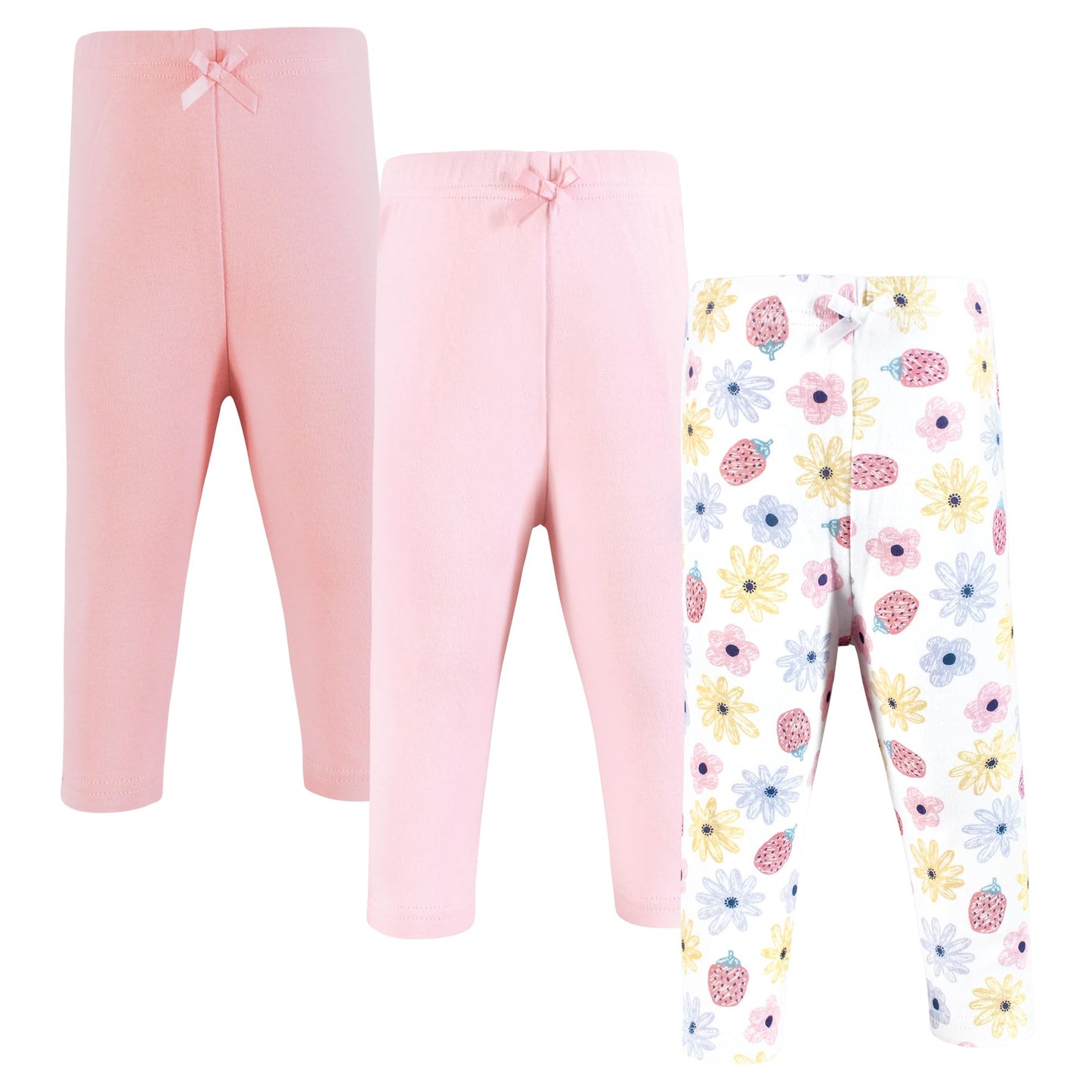 Hudson Baby Infant Girl Cotton Pants and Leggings, Strawberry Flowers, 18-24 Months